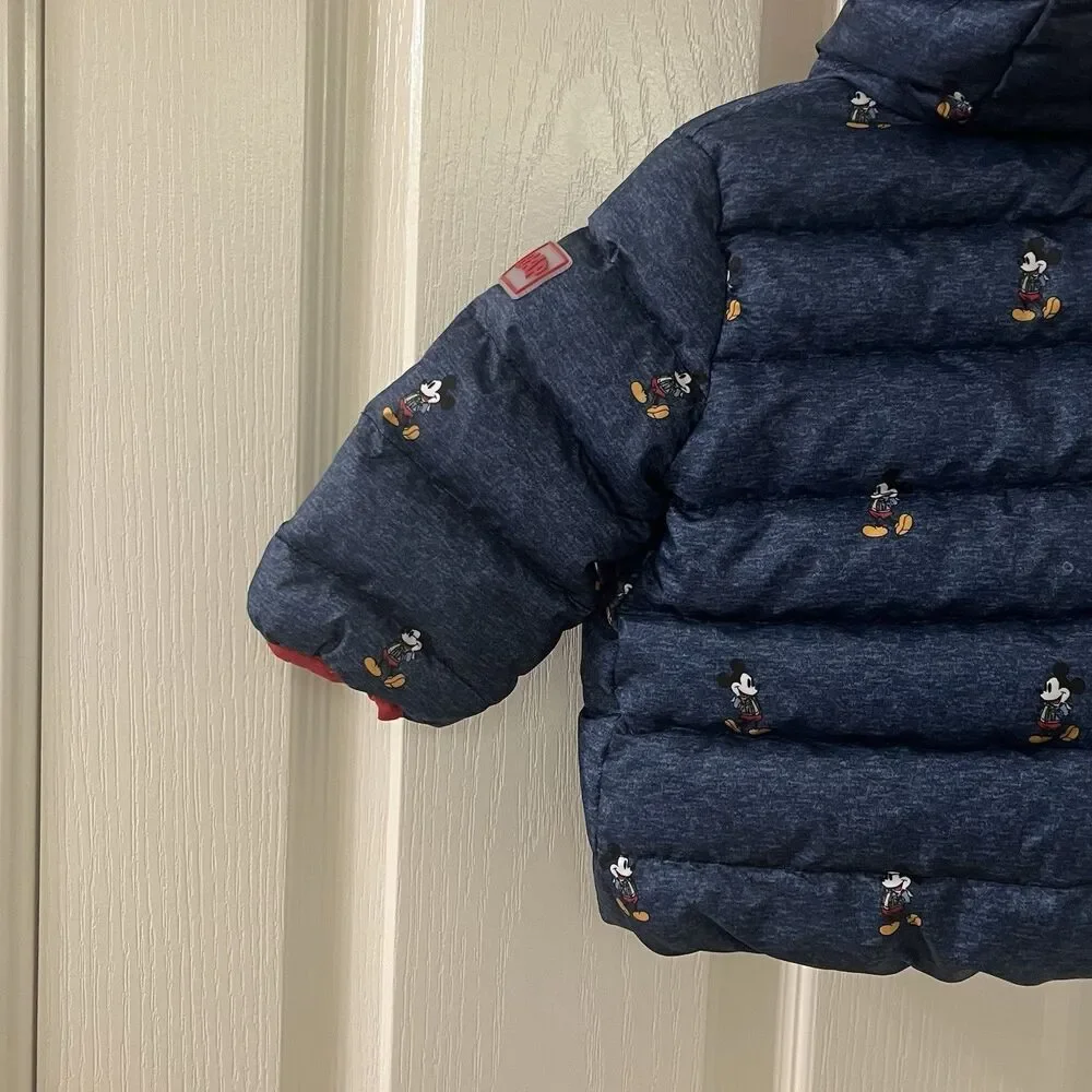 babyGap x Disney Baby Mickey Mouse Down Puffer Jacket Blue Boys Size 6-12 Months